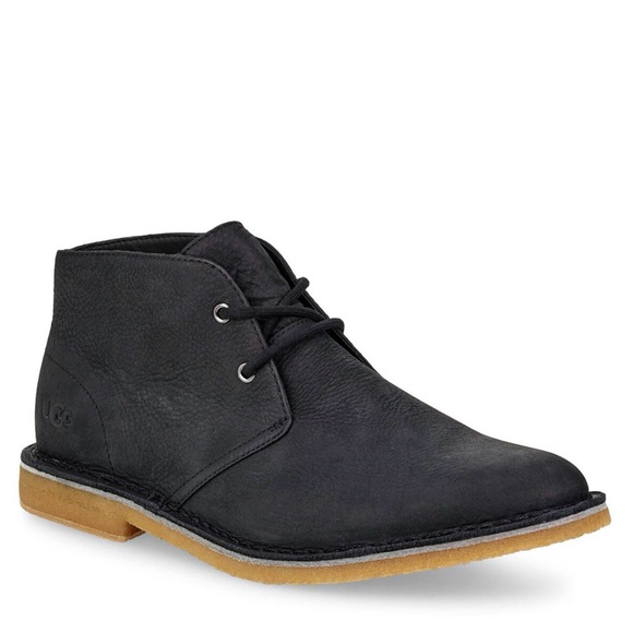 Ugg Groveland Black Leather Lace-Up Chukka Boots Men's Size 11.5 - Picture 1 of 16